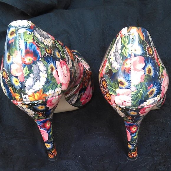 Nine West Floral Pumps Stilettos "Flax" SZ 8M - Picture 4 of 8